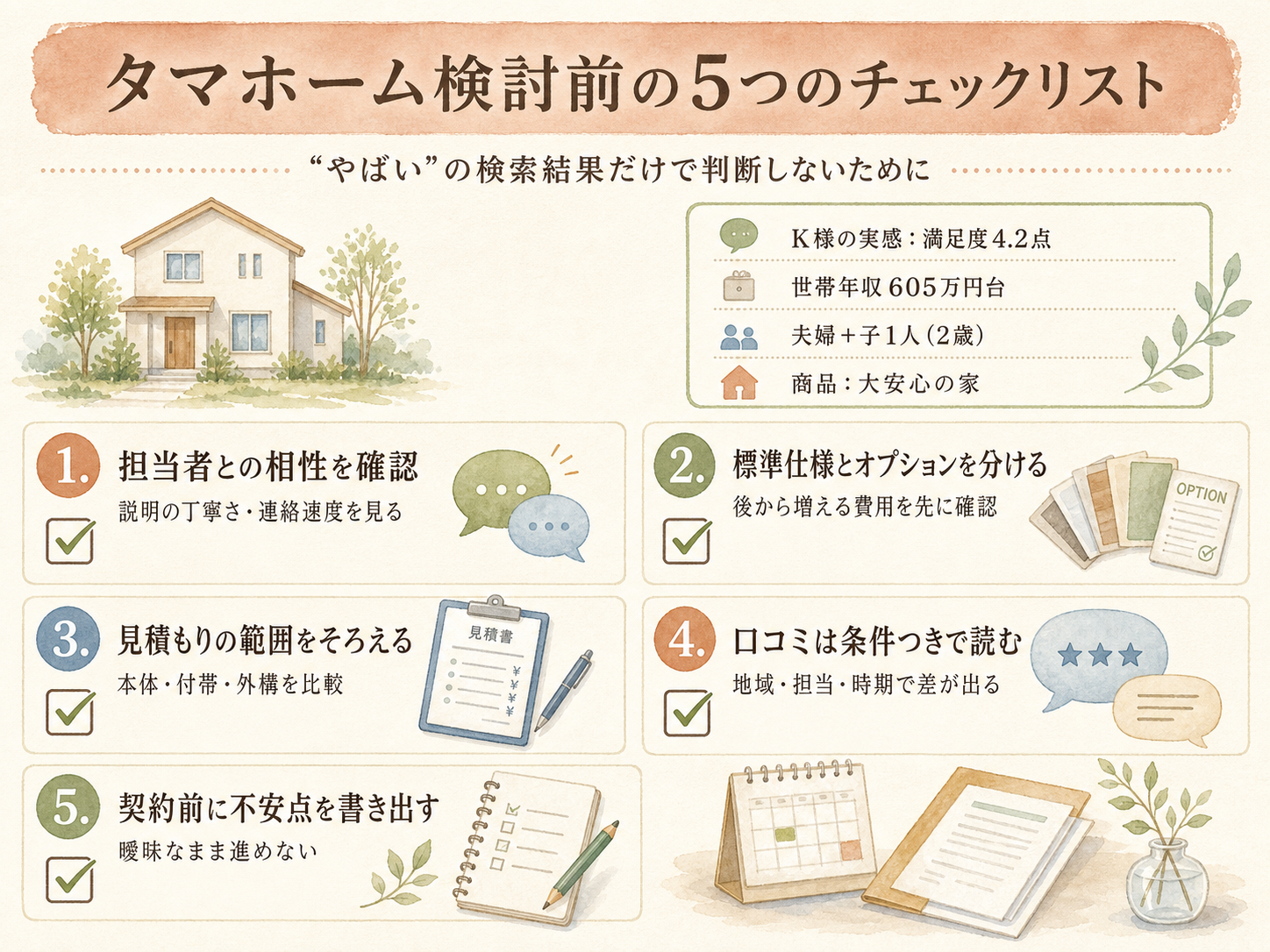 タマホームを検討する前に確認しておきたい5つのチェックリスト