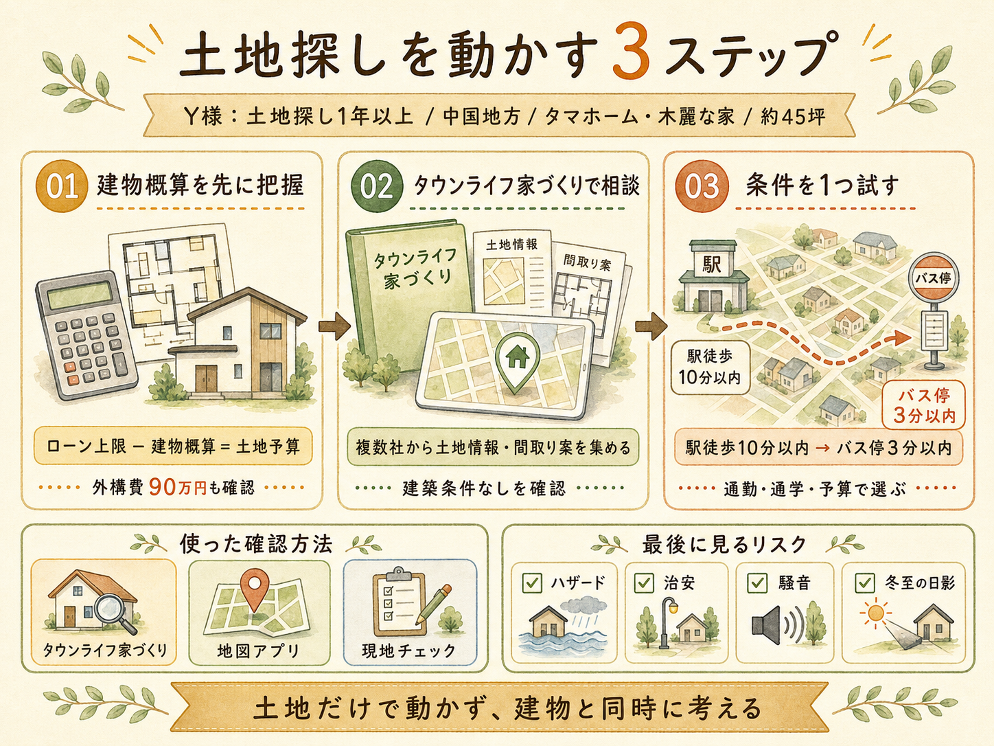 記事の検討ポイント3つ（Y様の話から）