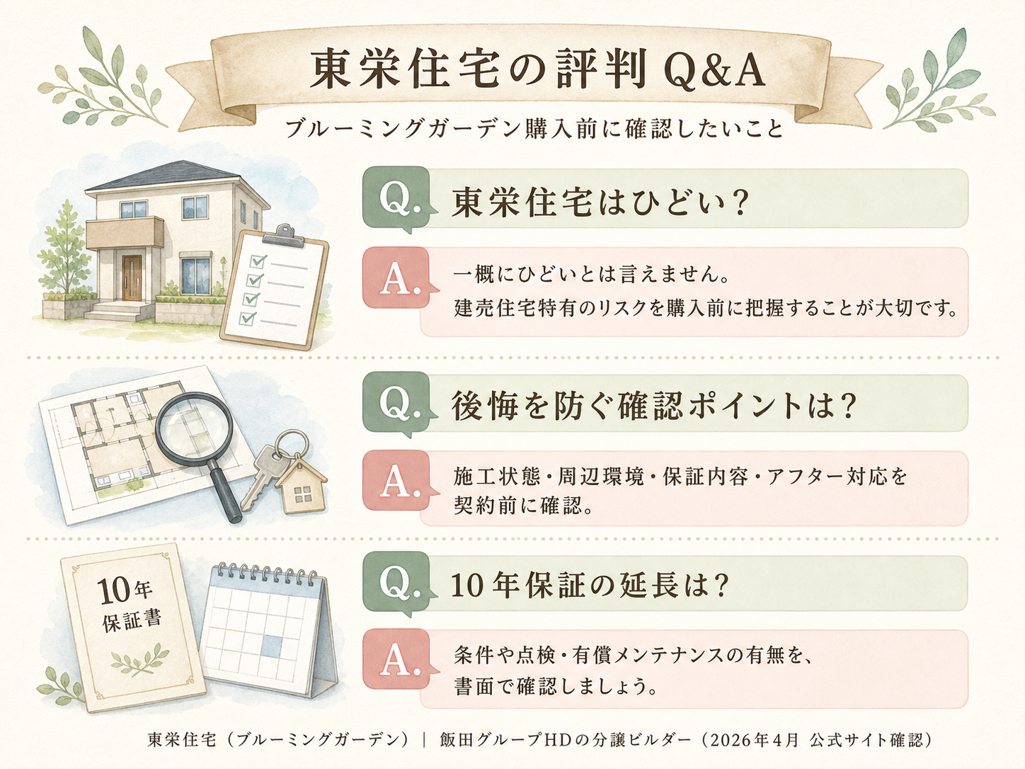 東栄住宅に関する読者の疑問と、K様の取材時の回答（Q&A図解）