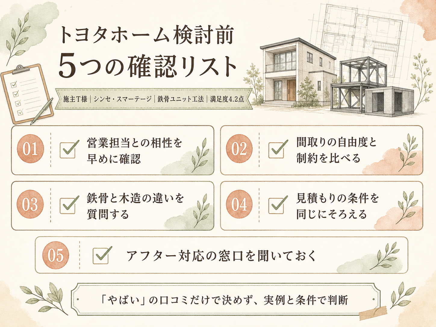 トヨタホームを検討する前に必ず確認したい5つのチェックリスト