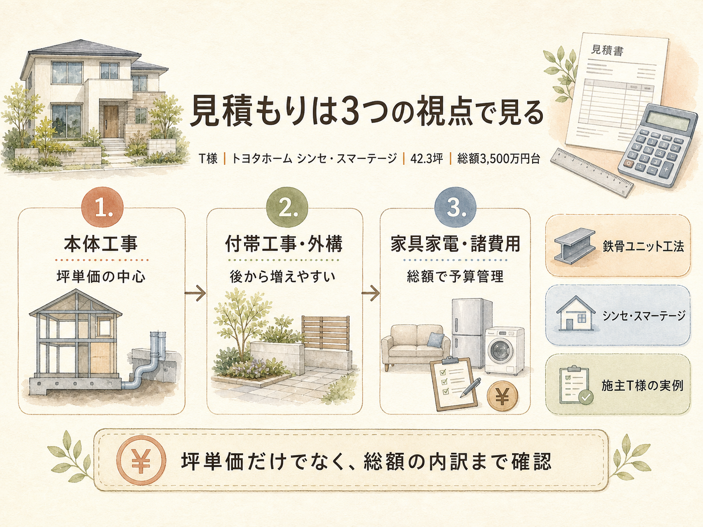 トヨタホームの坪数別 総額シミュレーション（30・35・40坪）