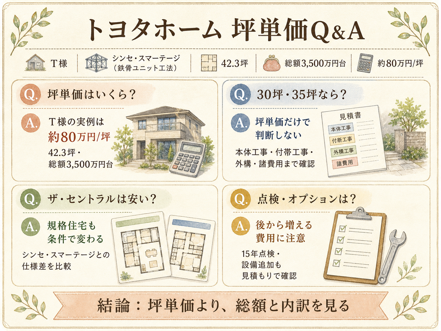 トヨタホームに関する読者の疑問と、T様の取材時の回答（Q&A図解）