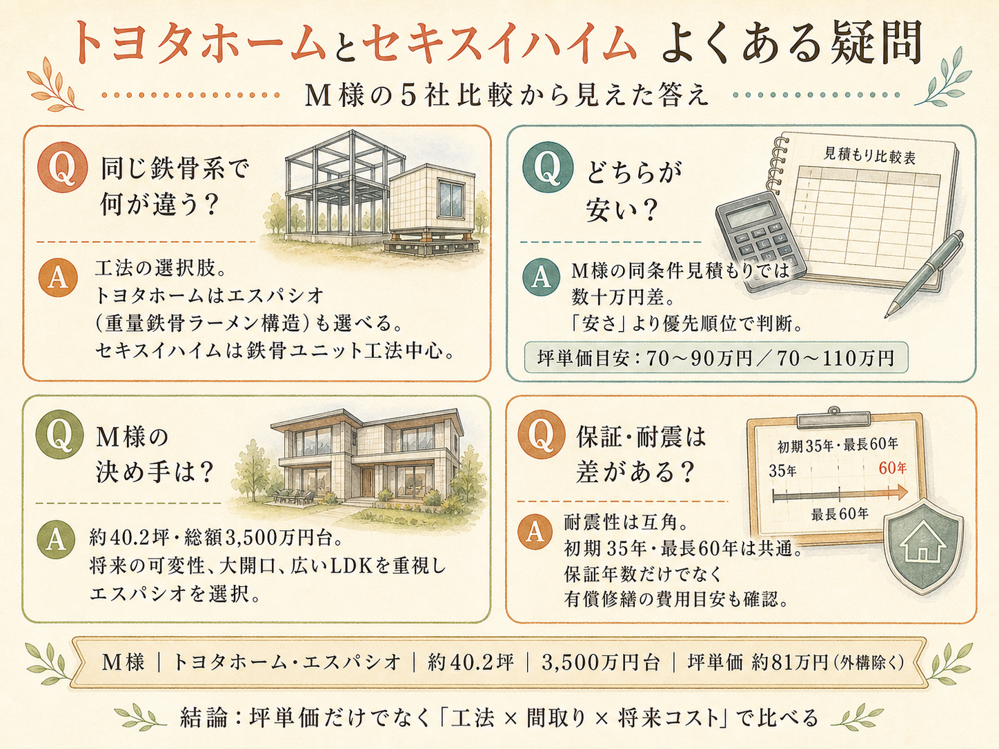 トヨタホームに関する読者の疑問と、M様の取材時の回答（Q&A図解）