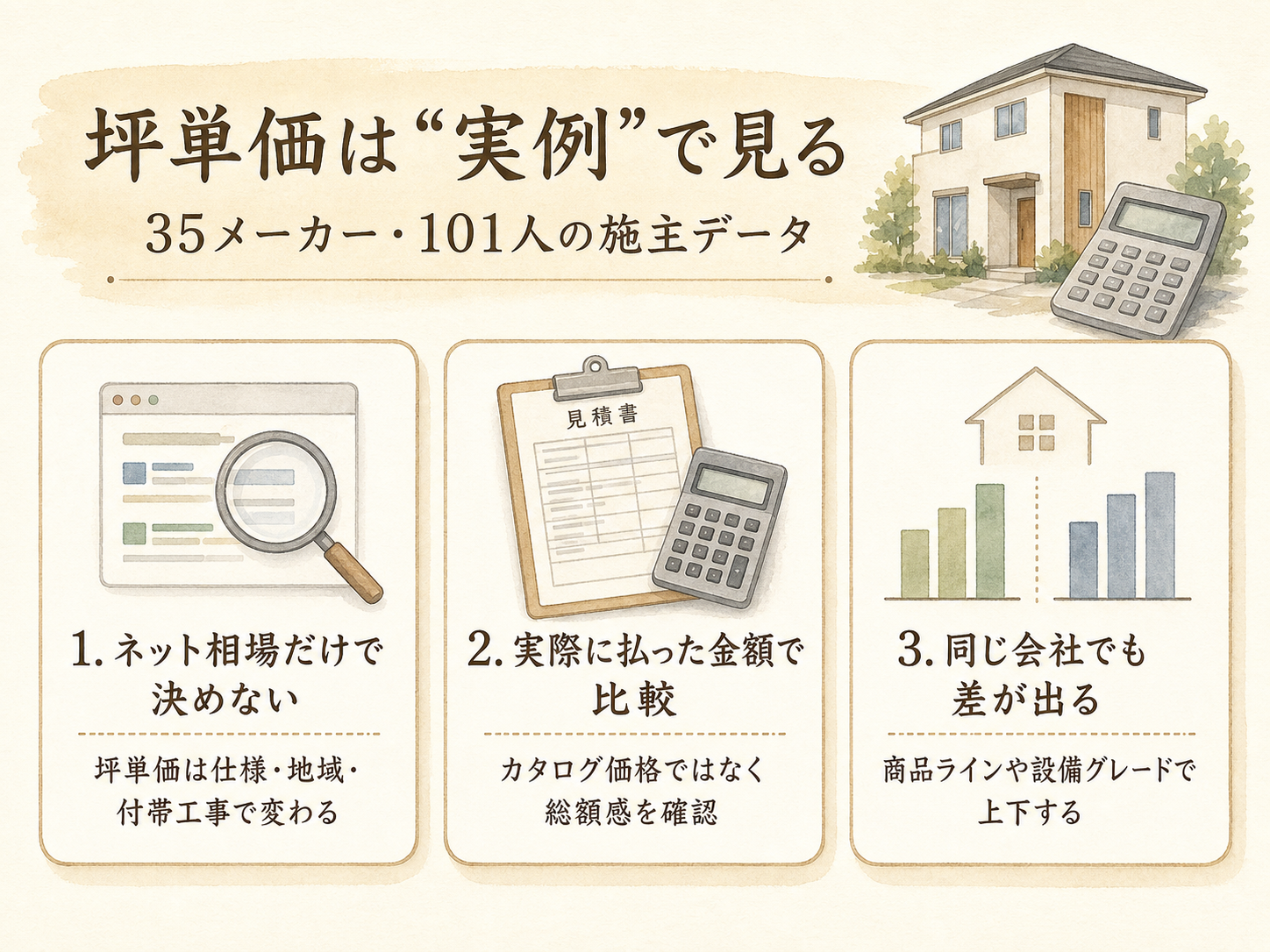 家づくりで後悔しないための5つの鉄則をまとめたチェックリスト図解