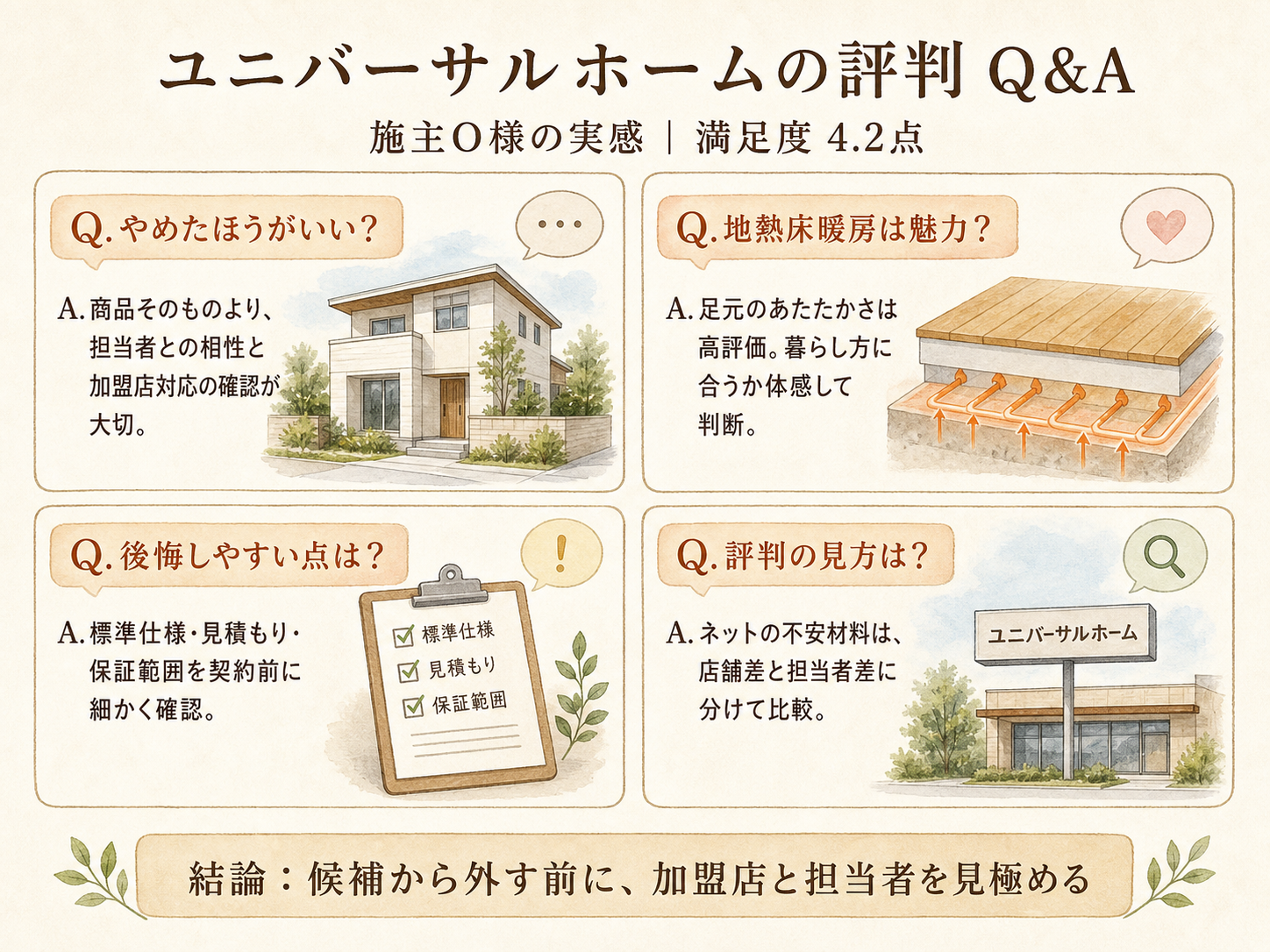 ユニバーサルホームに関する読者の疑問と、O様の取材時の回答（Q&A図解）