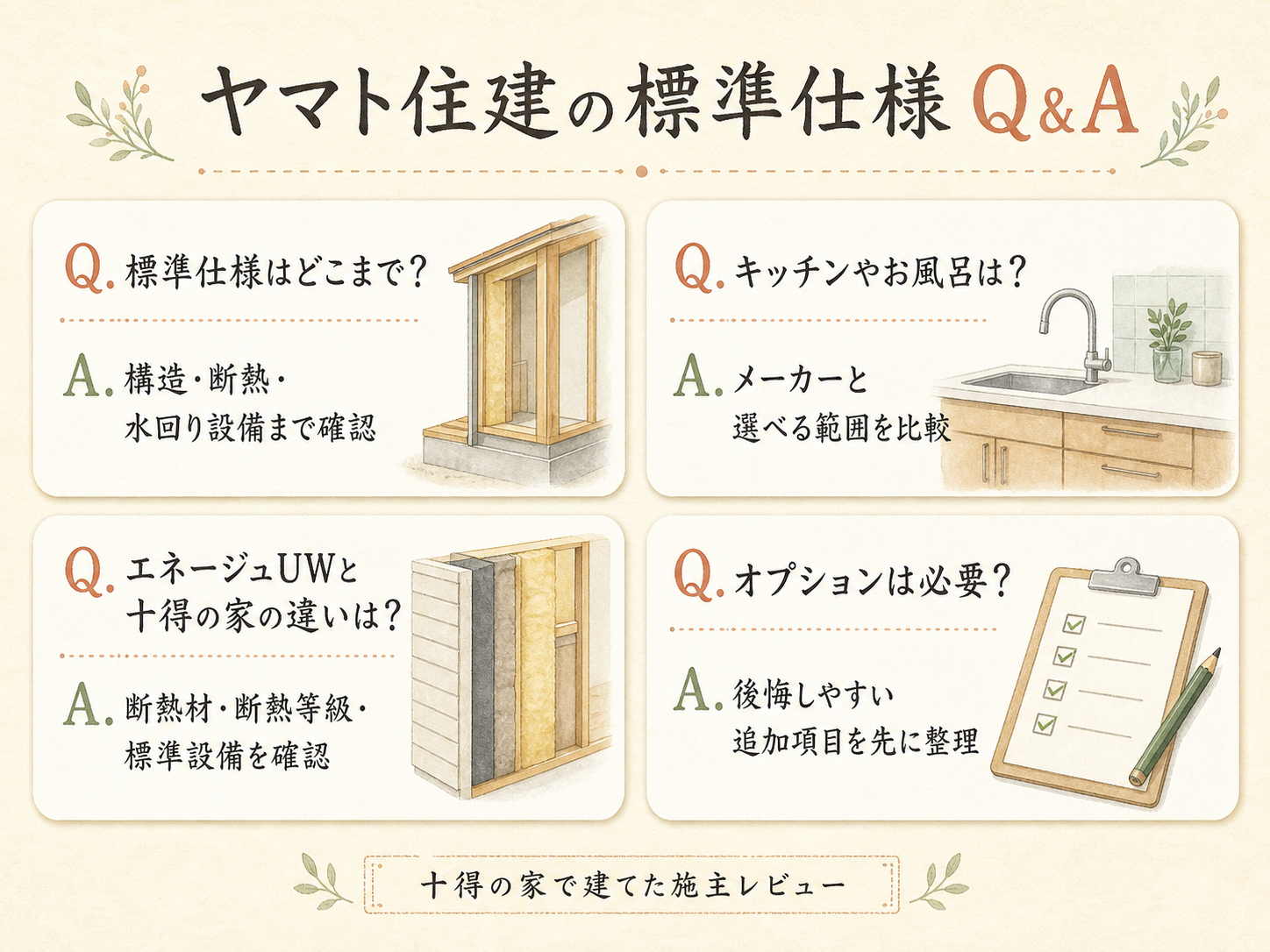 ヤマト住建に関する読者の疑問と、お話を伺ったH様の回答（Q&A図解）