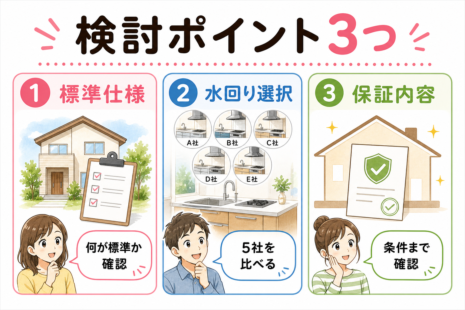 アイ工務店の検討ポイント3つ(I様の取材内容から)